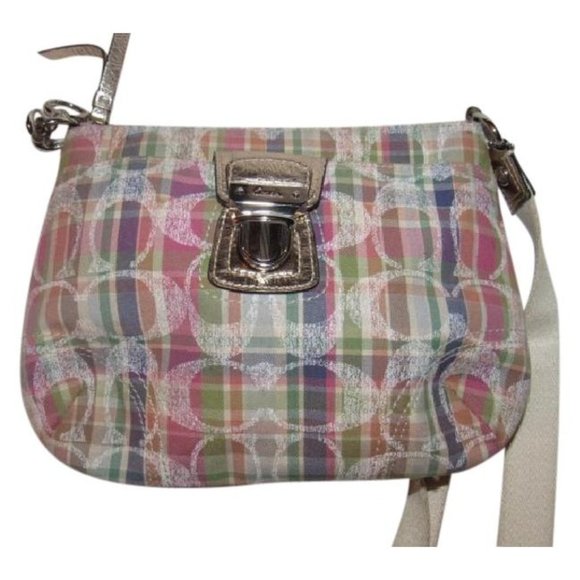 COACH Vintage Purple Pink Logo Canvas Hobo - Picture 1 of 12